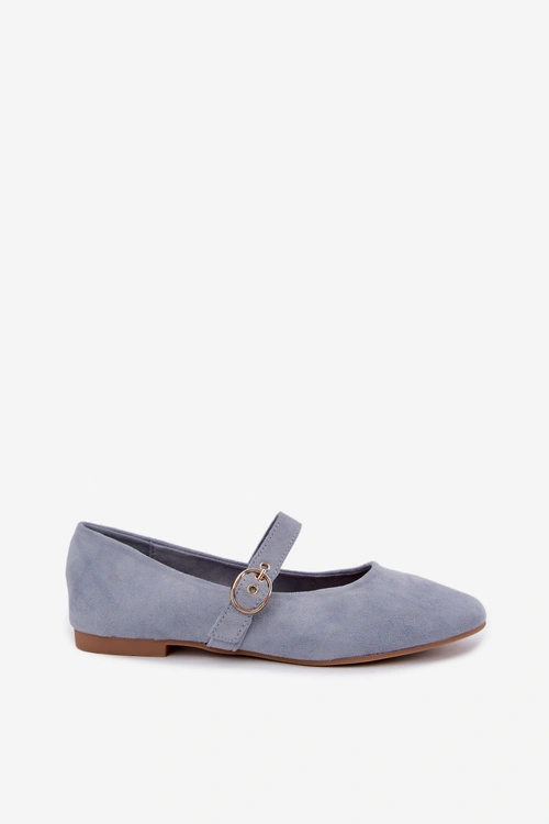 Baleriny W Stylu Mary Jane Niebieskie Nolenne