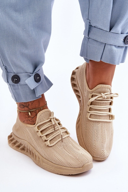 Damskie Wsuwane Materiałowe Sneakersy Beżowe Venett