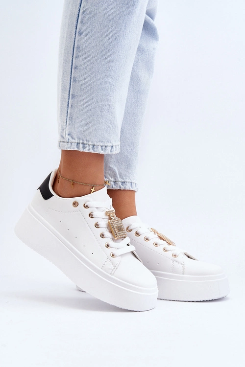Sneakersy Damskie Z Ozdobą Białe Celedria