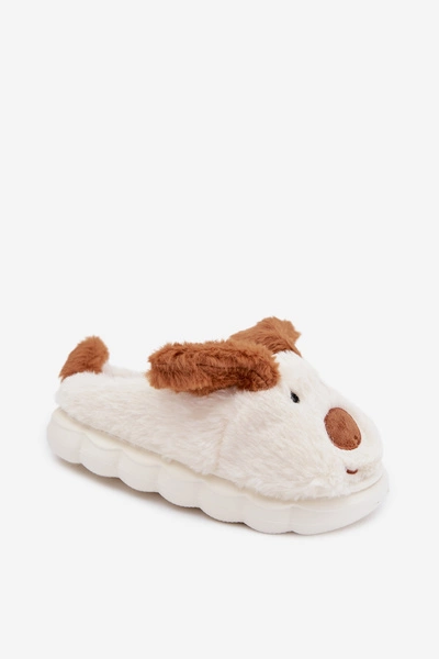 Dziecięce Futrzane Kapcie Pieski Brązowe Farnise