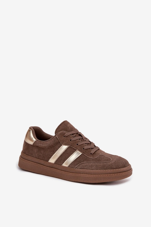 Sneakersy Damskie Zamszowe Na Platformie Brązowe Sylviona
