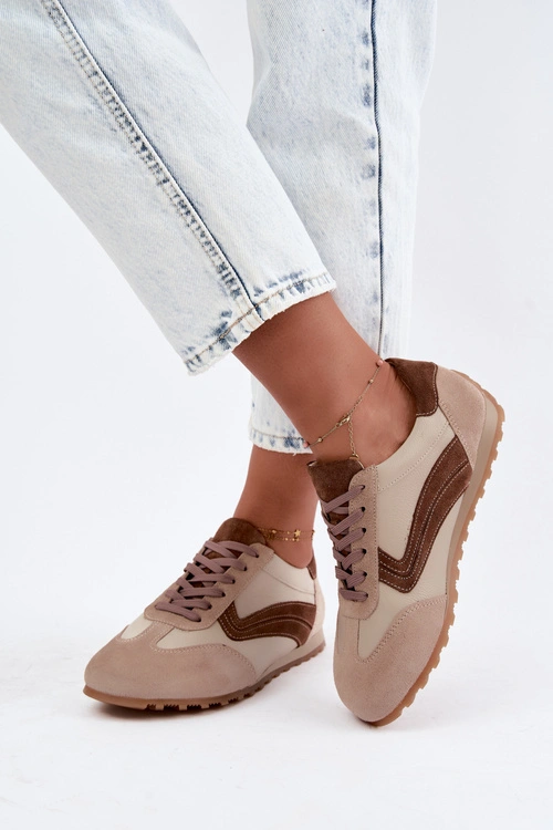 Skórzane Zamszowe Sneakersy Barefoot Damskie Zazoo N1400 Beżowe