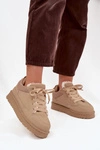 Sneakersy Damskie Ocieplane Futerkiem Beżowe Cyrissa