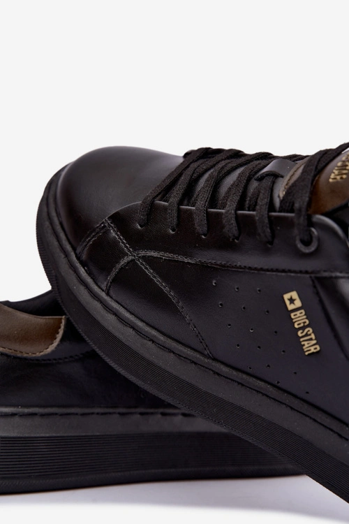 Skórzane Sneakersy Na Platformie Męskie Big Star UU174291 Czarne