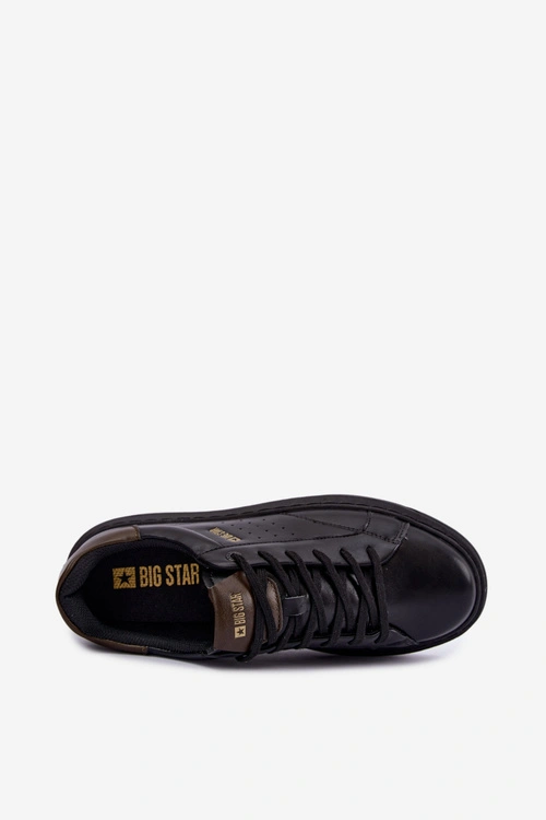 Skórzane Sneakersy Na Platformie Męskie Big Star UU174291 Czarne