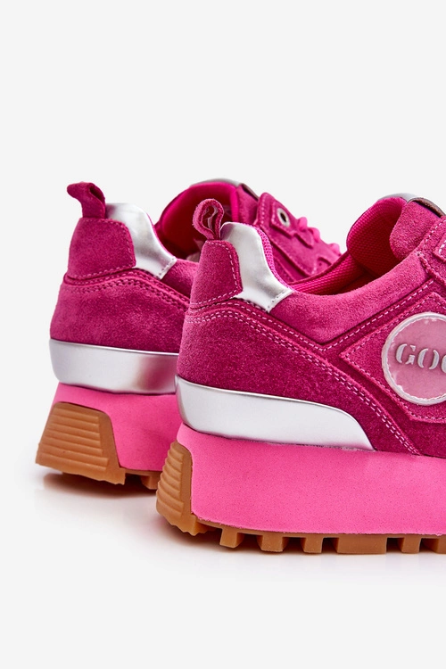 Damskie Zamszowe Buty Sportowe Na Platformie GOE LL2N4002 Fuksja