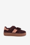 Skórzane Zamszowe Sneakersy Damskie Ocieplane Big Star UU274770 Czekoladowe