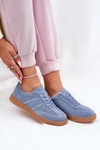 Zamszowe Niskie Sneakersy Damskie Niebieskie Paliana