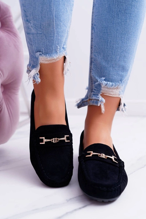 Mokasyny Damskie Zamszowe Comfort Czarne Anzio