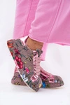Wzorzyste Sneakersy Na Platformie Ze Zdobieniem GOE RR2N4002 Multikolor