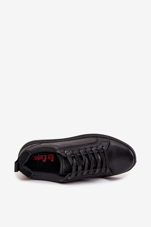 Skórzane Sneakersy Męskie Lee Cooper LCJ-25-33-3965 Czarne