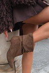 Wsuwane Botki Typu Slouchy Na Obcasie Khaki Loralia