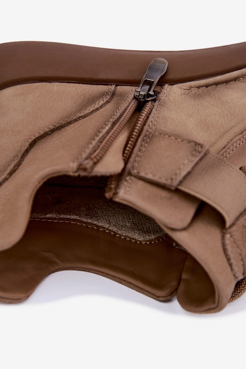 Ocieplane Botki Z Naturalnej Skóry Lee Cooper LCJ-26-19-4603 Khaki