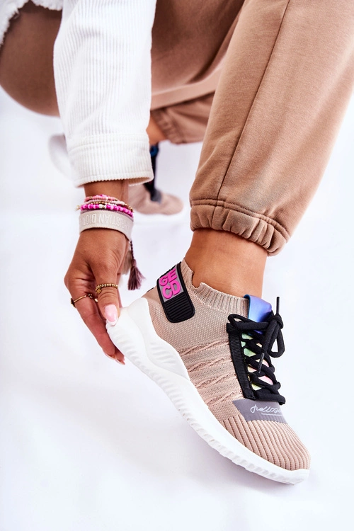 Damskie Wsuwane Sportowe Buty Sneakersy Beżowe Klayra