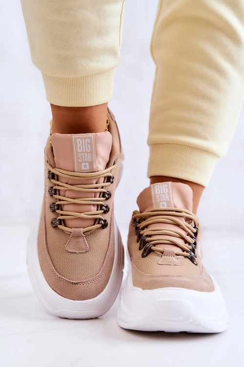 Damskie Sportowe Buty Sneakersy Big Star JJ274A222 Beżowe