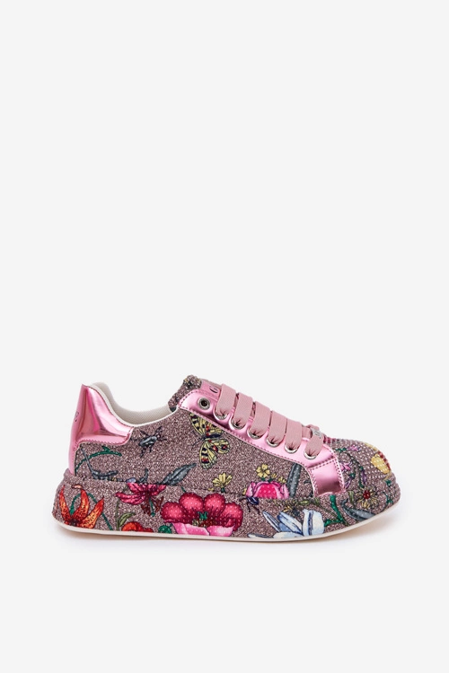 Wzorzyste Sneakersy Na Platformie Ze Zdobieniem GOE RR2N4002 Multikolor