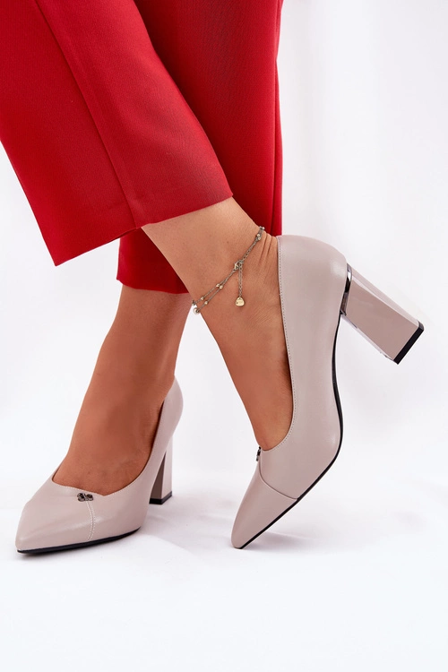 Czółenka Na Słupku Eleganckie Vinceza 62224 Szare