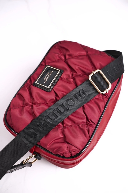 Damska Torebka Listonoszka MONNARI BAG4010-005 Pikowana Burgundowa