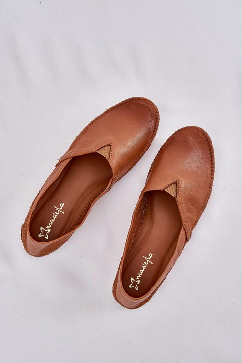 Skórzane Baleriny Gładkie Maciejka T1930-29 Brązowe