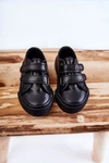 Dziecięce Skórzane Trampki Na Rzep BIG STAR KK374090 Czarne