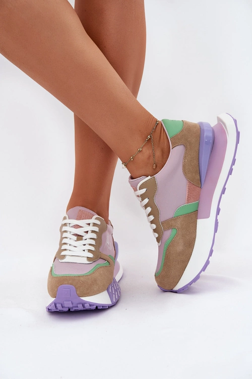Zamszowe Sneakersy Damskie Na Platformie Big Star RR274815 HI-POLY SYSTEM Różowe