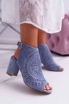 Damskie Sandały Na Słupku Peep Toe Błękitne Florina