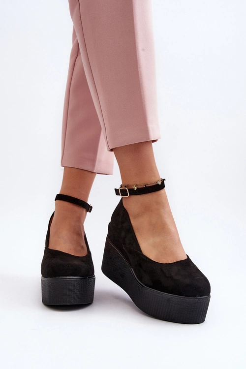 Damskie Espadryle Na Koturnie Czarne Malla