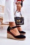 Damskie Espadryle Na Koturnie Czarne Tamarill