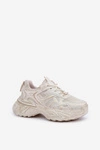 Sneakersy Damskie Z Przetarciami Na Platformie Beżowe Seladwen