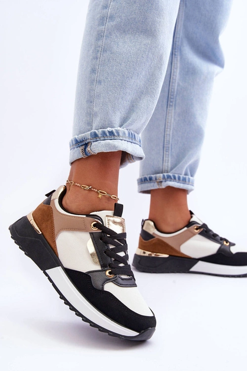 Stylowe buty sportowe damskie Beżowo-Czarne Katenia