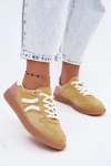 Skórzane Zamszowe Sneakersy Damskie Żółte Coressa