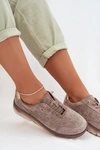 Skórzane Zamszowe Sneakersy Damskie Ażurowe Sergio Leone SP-002 Jasnobrązowe