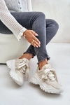 Damskie Skórzane Sneakersy Beżowe CheBello 4583 