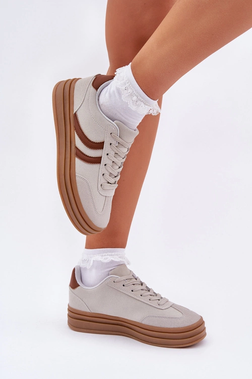 Stylowe Sneakersy Na Platformie Szare Doriwa