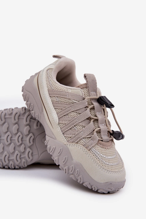 Sneakersy Dziecięce Ze Ściągaczem Jasnobeżowe Nanelita