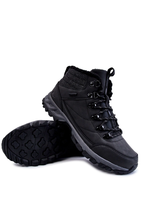 Męskie Ocieplane Botki Buty Trekkingowe Cross Jeans KK1R4022C Czarne
