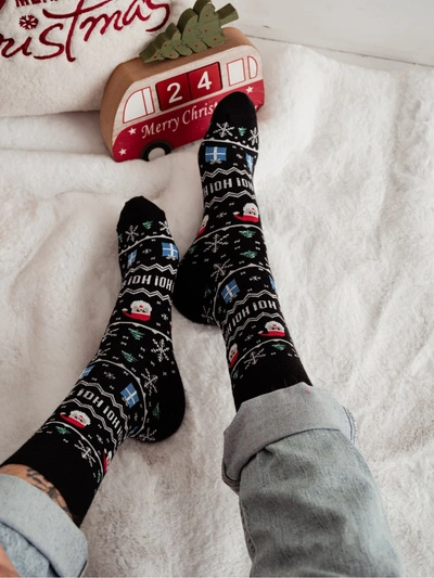 Skarpetki Męskie Świąteczne HO! HO! HO! Czarne