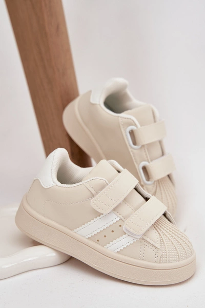Dziecięce Buty Sportowe Sneakersy Z Eko Skóry Beżowe Renel