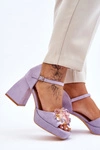 Modne Sandały Z Kryształami Na Masywnym Obcasie Fioletowe Garrett 