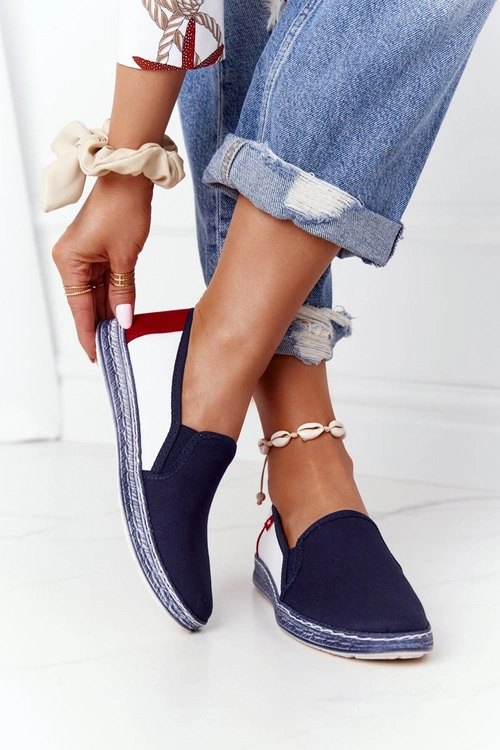 Damskie Espadryle Big Star HH276008 Granatowo-Białe