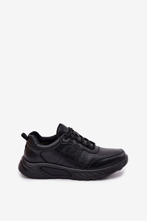 Sneakersy Męskie Eko Skórzane Czarne Torven