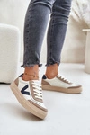Skórzane Sneakersy Damskie Vinceza 7923 Beżowe