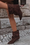 Wsuwane Botki Typu Slouchy Na Obcasie Czekoladowe Loralia