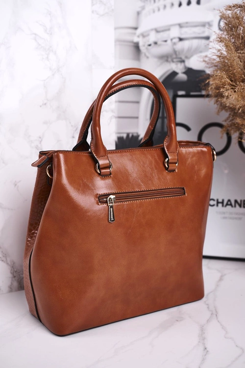 Elegancka Karmelowa Torebka MONNARI BAG4590-017 Print Zwierzęcy