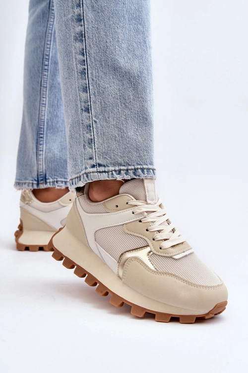 Sneakersy Buty Sportowe Damskie Beżowe Ralita