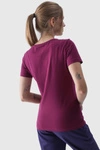 Damski Gładki T-Shirt Z Logo Fioletowy 4F 4FWMM00TTSHF1845-51S