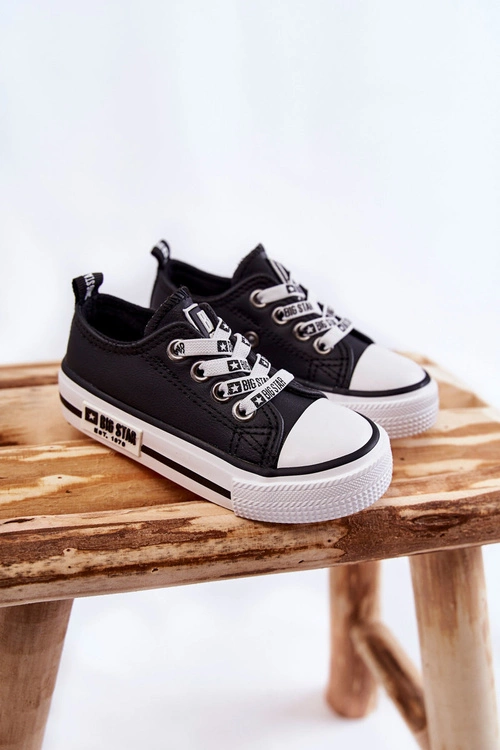 Dziecięce Skórzane Trampki BIG STAR KK374043 Czarno-Białe
