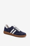Zazoo N1068 Zamszowe Niskie Sneakersy Damskie Granatowe