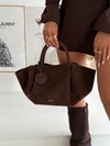 Torebka Damska Shopper Z Eko Zamszu Big Star SS574002 Brązowa