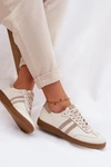 Zazoo N1068 Skórzane Niskie Sneakersy Damskie Beżowe